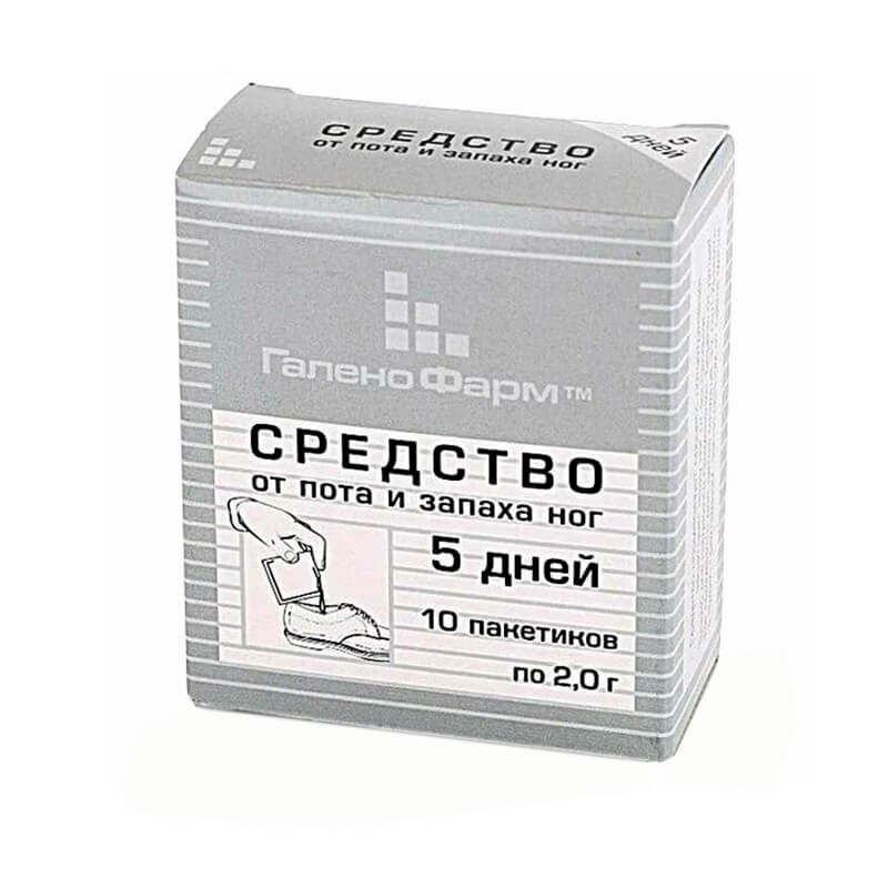 Medicines of local effect, Foot powder «5Days» 10x2.0g, Ռուսաստան