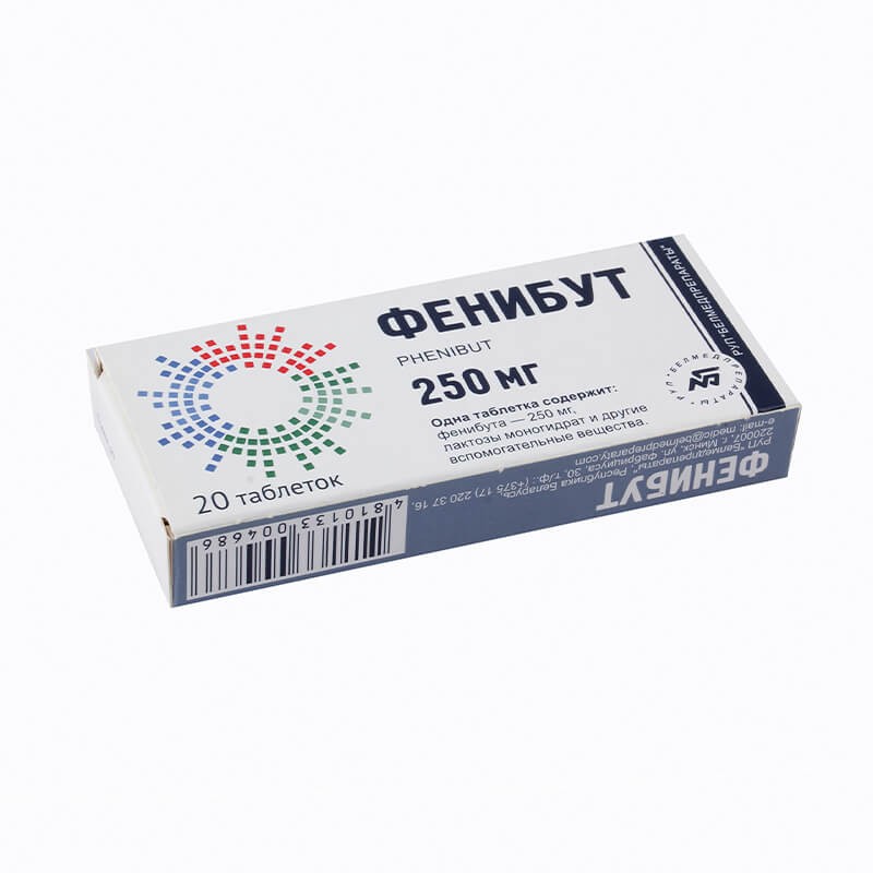 Drugs affecting the CNS, Pills «Fenibut» 250 mg, Բելառուս