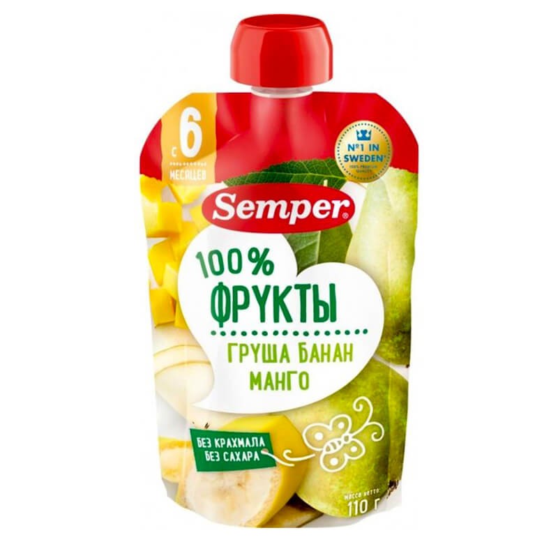 Purees, Fruit puree «Semper» 110g, Իսպանիա