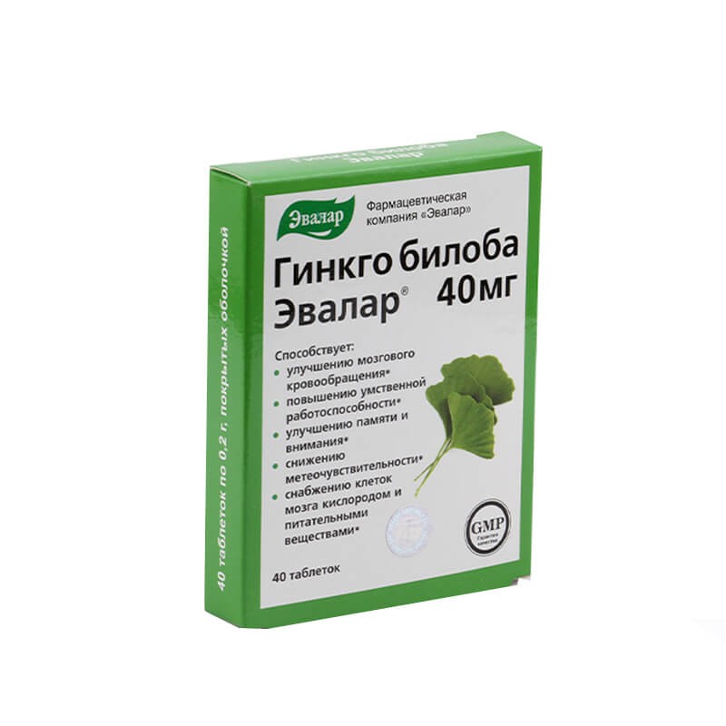 Cerebrovascular drugs, Pills «Ginkgo Biloba» 40 mg, Ռուսաստան