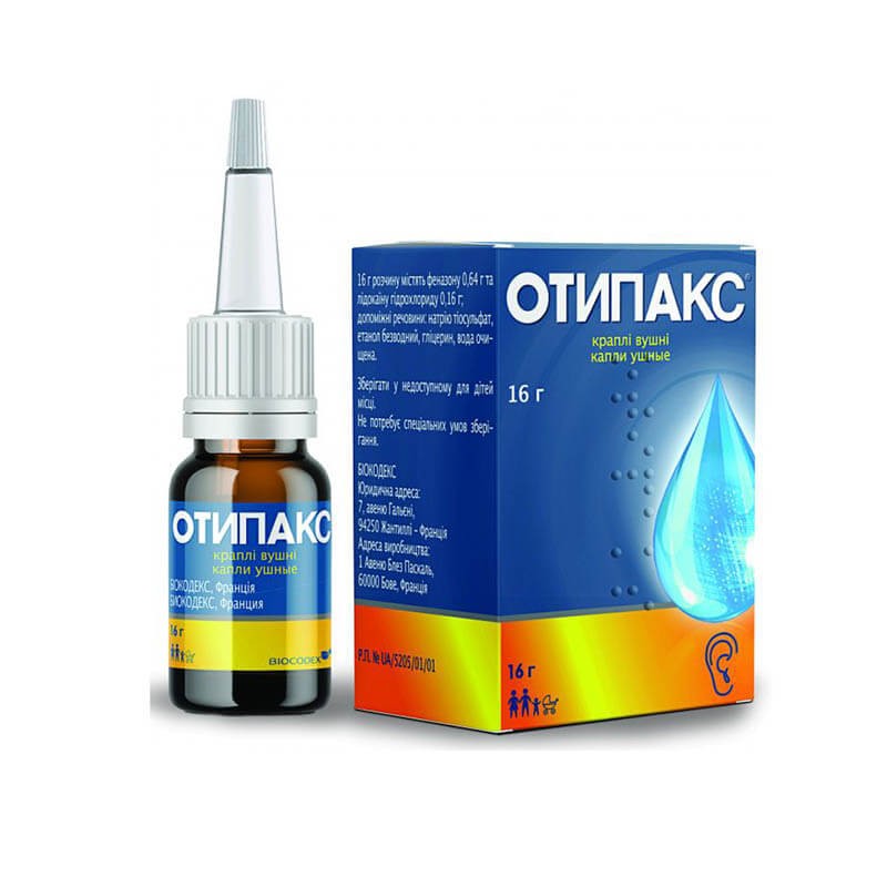 Nose throat ea, Ear drops «Отипакс» 15 ml, Ֆրանսիա