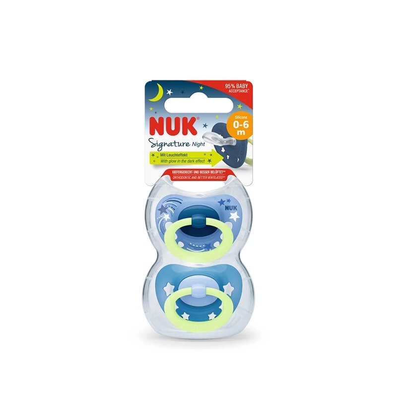 Feeding bottles, Nuk nipple silicone Signature Night 0-6M, Գերմանիա