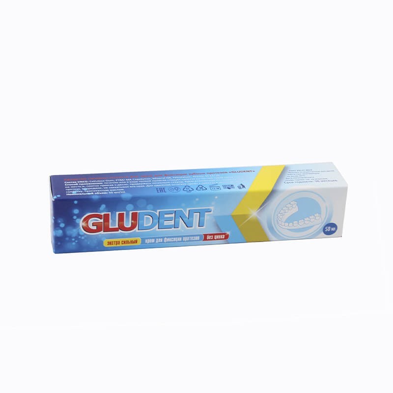 Oral hygiene, Prosthesis fixation cream «Gludent» 50g, Ռուսաստան