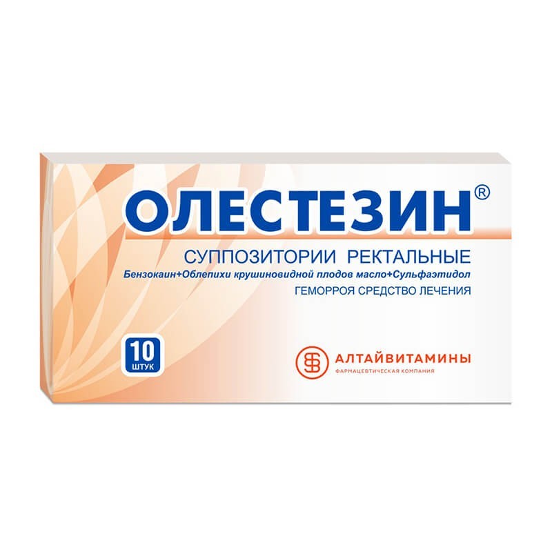 Hemorrhoid medications, Candles «Olestezin-AB», Ռուսաստան