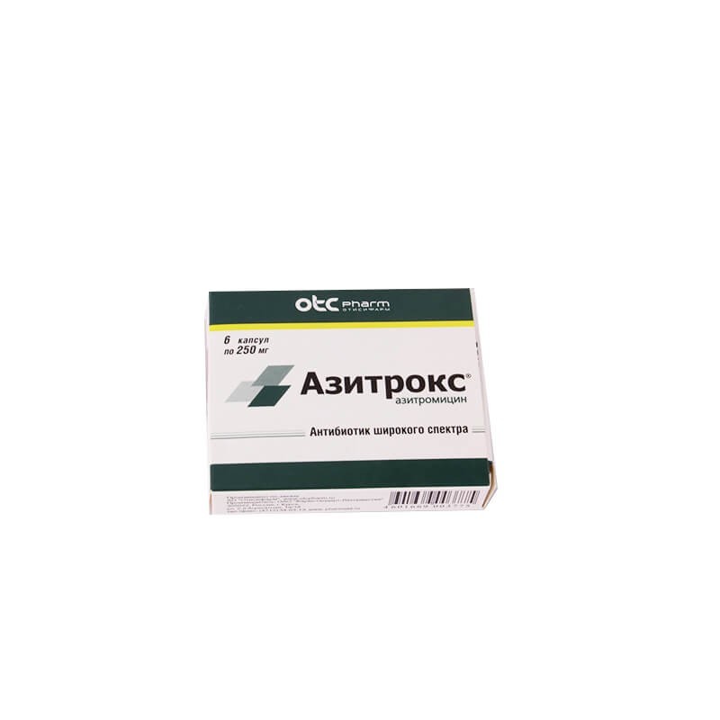 Antibiotic drugs, Azitrox capsules 250mg x 6, Ռուսաստան