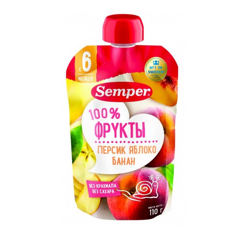 Purees, Fruit puree «Semper» 110g, Իսպանիա