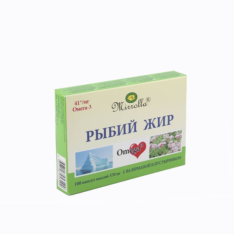 Омега-3 жирные кислоты, Рыбий жир «Мирролла» Омега 3 / 370 мг, Ռուսաստան