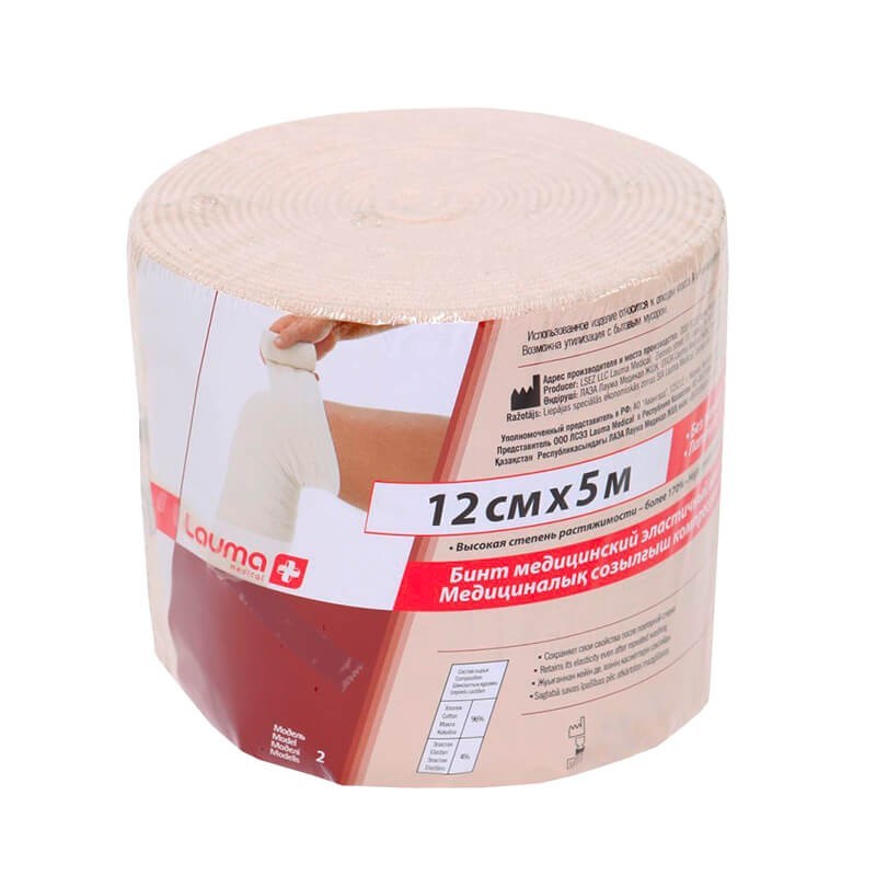 Bandages, Medical elastic bandage «Lauma» 12sm x 5m, Ռուսաստան