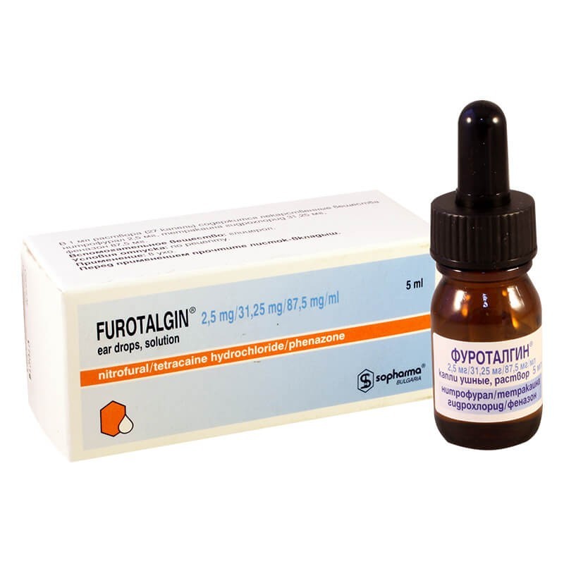 Nose throat ea, Ear drops «Furotalgin» 5 ml, Բուլղարիա