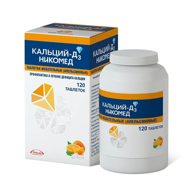 Vitamins and minerals, Vitamin tablets «Calcium-D3 Nikomed» 500/200mg, Ռուսաստան